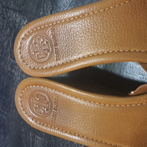 Tory Burch Tan Patti leather sandal Wedges - Picture 3 of 8